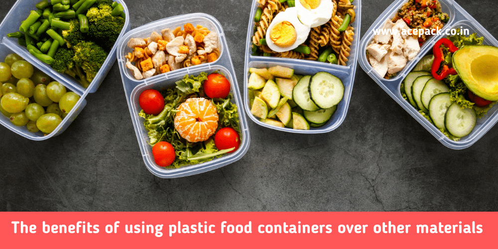 Plastic food containers over other materials